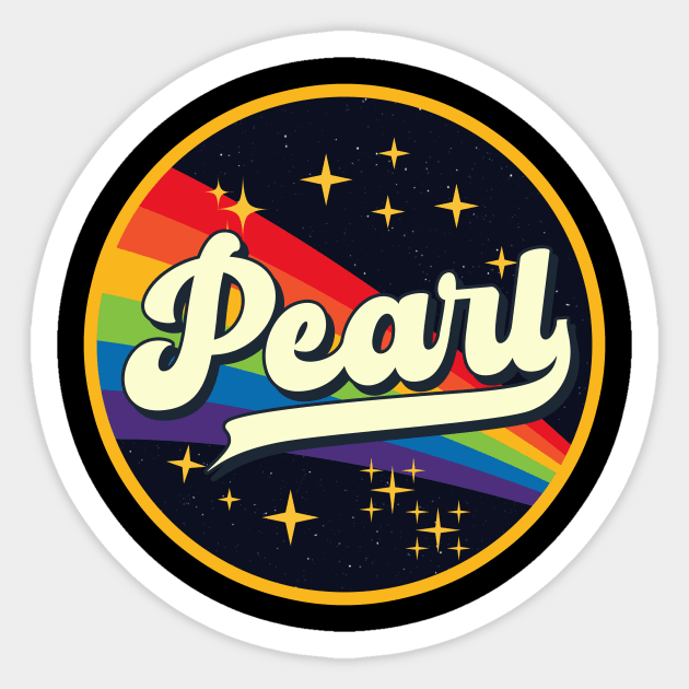 Pearl // Rainbow In Space Vintage Style Sticker by LMW Art